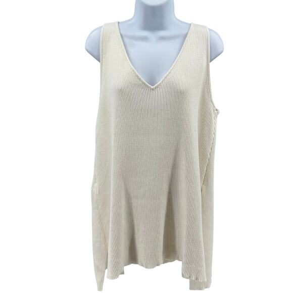 Legoe Heritage Maternity Knit Tank WMNS 1 White V-Neck Ribbed Side Zip Stretchy - Picture 1 of 10